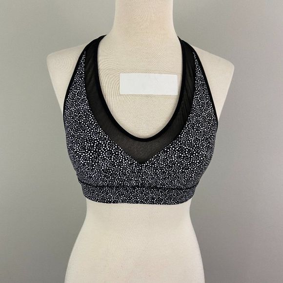 LULULEMON Black & White Floral Print Sports Bra - Picture 2 of 8